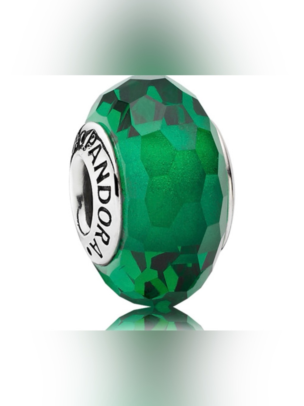 Authentic Pandora Retired Emerald Green Fascinating Faceted Glass S925 Charm